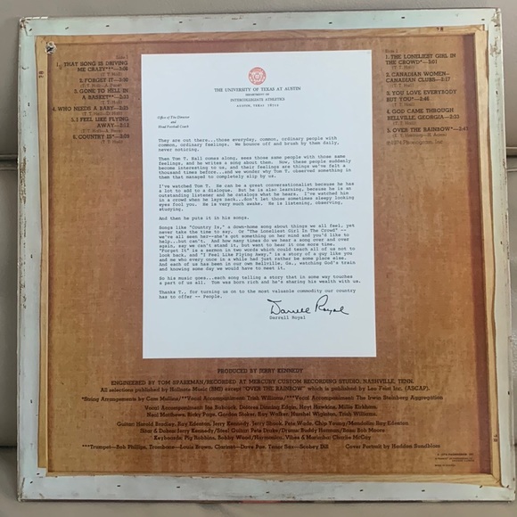 Tom T. Hall Country Is 1974 Vinyl Record - Picture 2 of 2